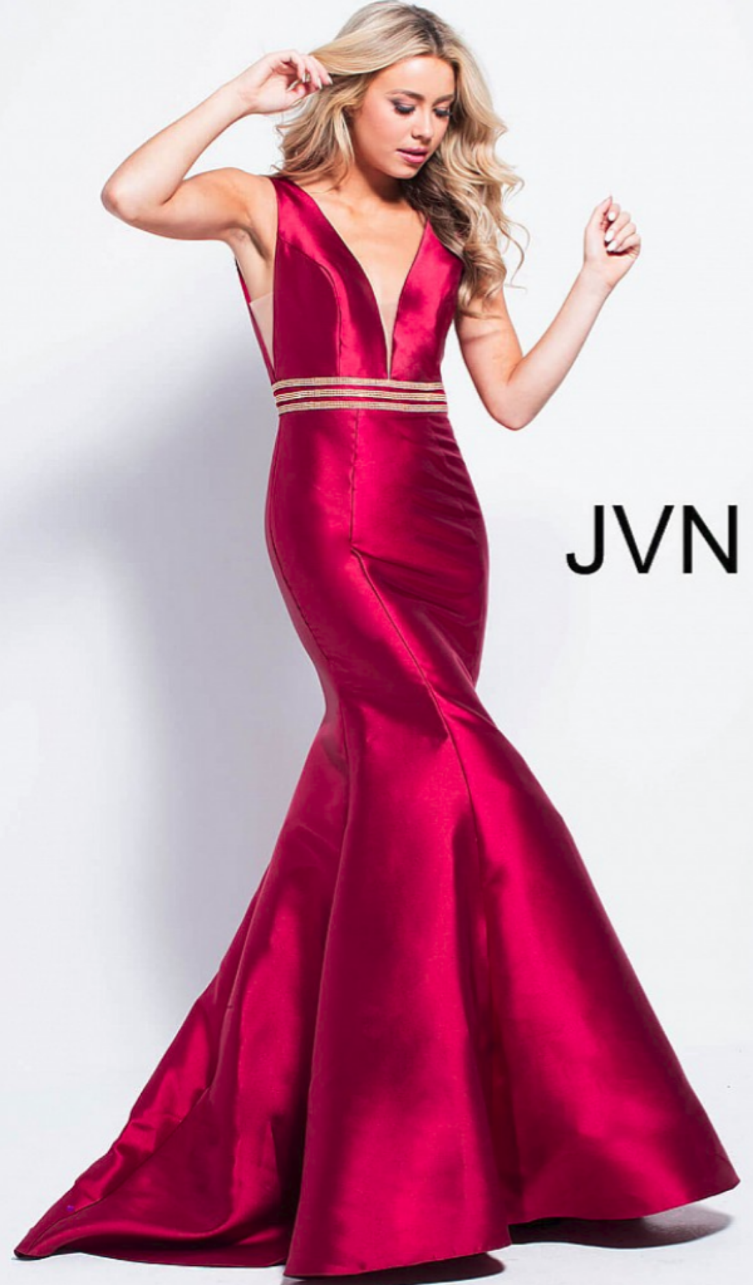 deep v prom red