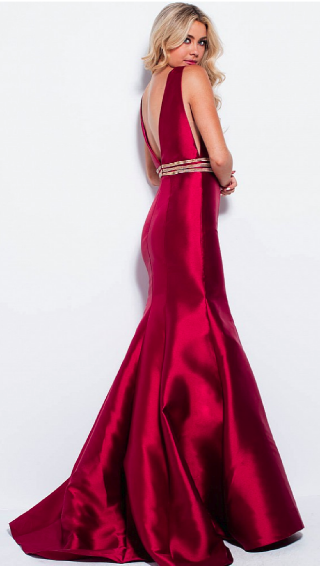 deep v prom red