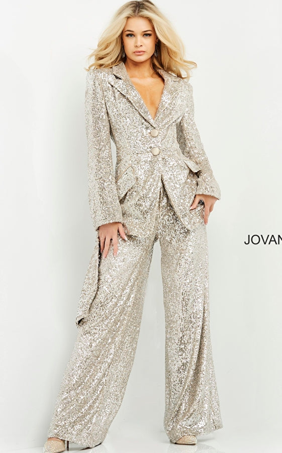 Jovani 04904 Silver Sequin Contemporary suit