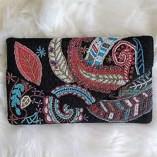 Paisley Pattern Beaded Clutch